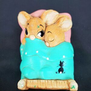 VINTAGE PENDELFIN RABBIT‎ Twins Pink Hand Painted Made in England Easter SN